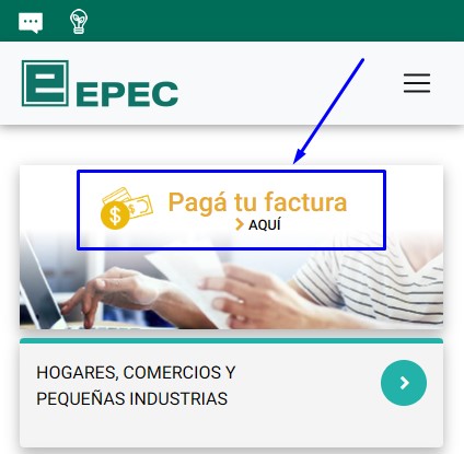 Epec Factura: Consulta Y Pago Online Simplificado. Imagen extraída del sitio web de Epec.