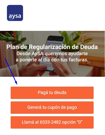AySA: Tarifa Social Y Cómo Regularizar Deudas. Imagen extraída del sitio web de AySA.
